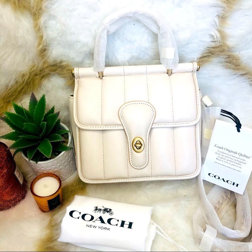 Authentic Brand New Coach Willis Top Handle 18 C3844 Quilting in Chalk Color